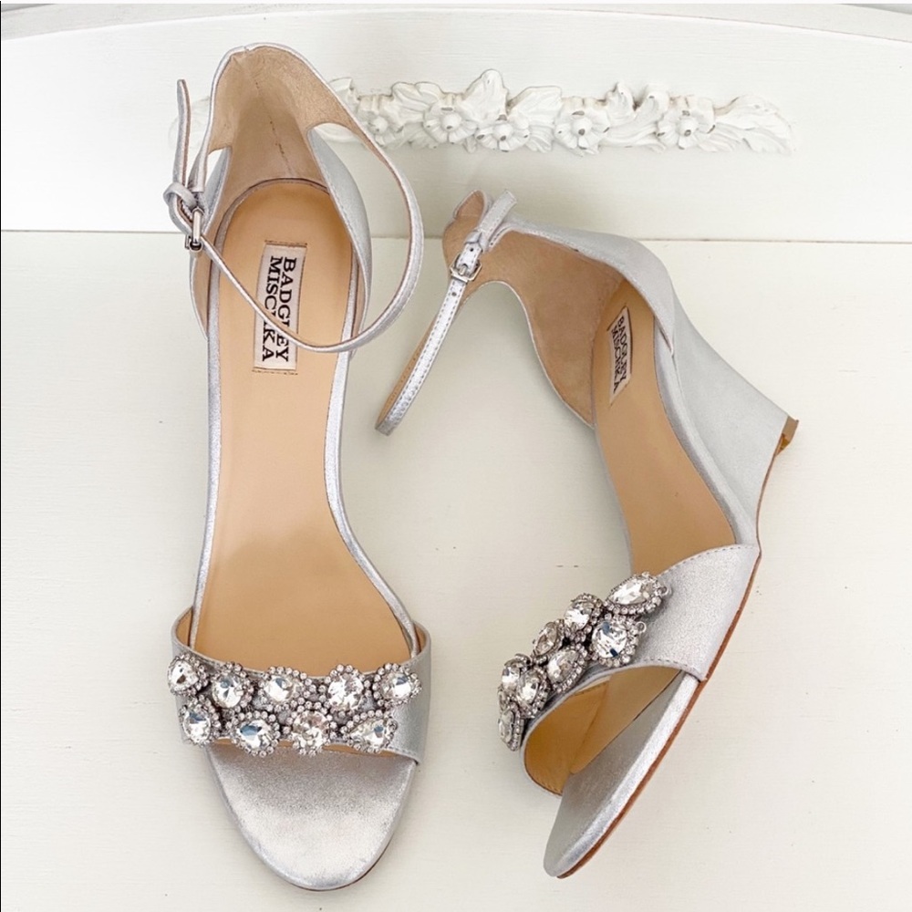 Badgley Mischka Clear Crystal Leather Dress Sandal